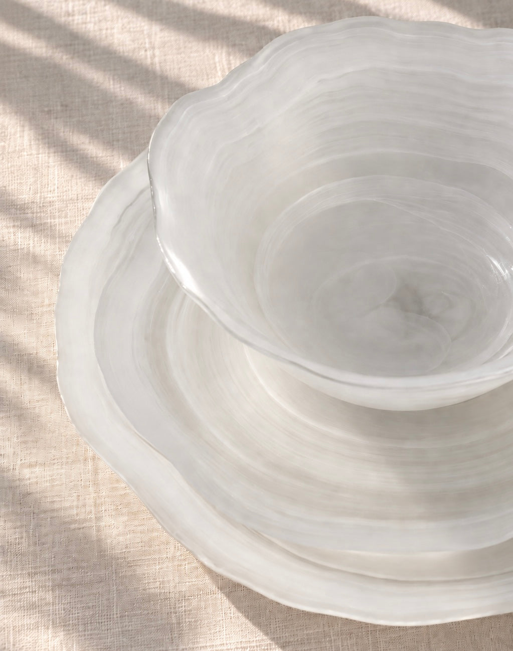 סט זכוכית צדפה 18 חלקים גוון ivory