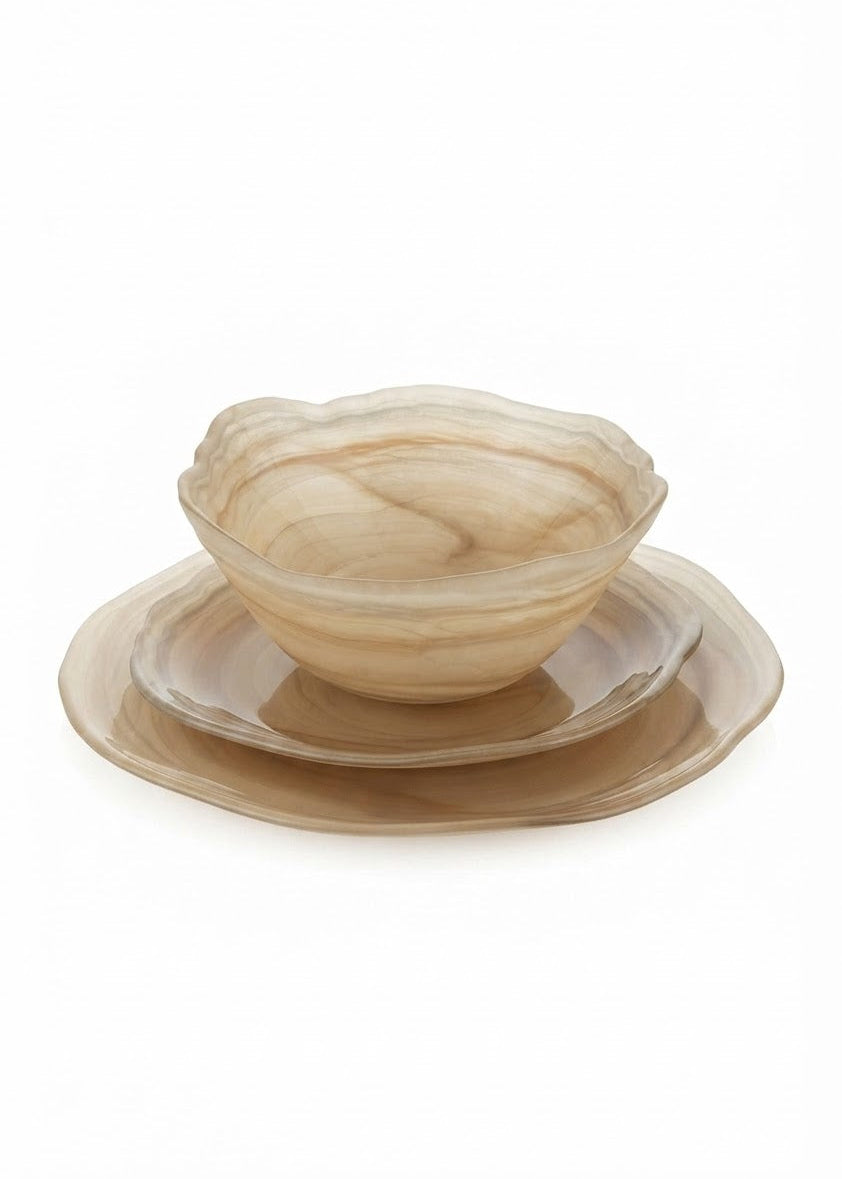 סט זכוכית צדפה 18 חלקים גוון amber